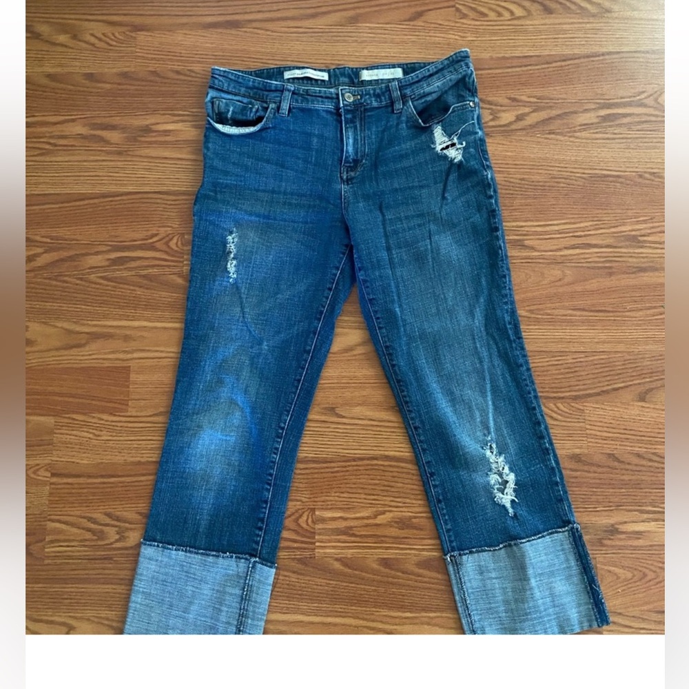 Pilcro and the Letterpress Distressed Cuffed Cropped Jeans - Picture 2 of 6